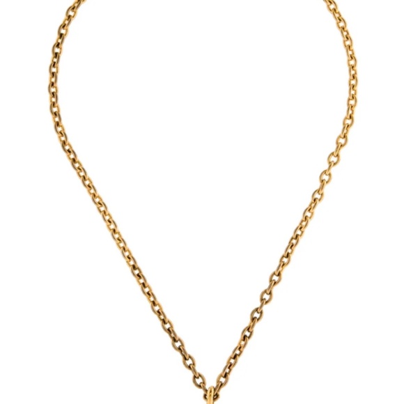 Vintage Chanel Logo Cut Out Lined Circle Pendant Necklace - Picture 2 of 3